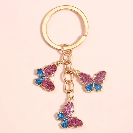 Porte-clés papillon en verre - couleur Violet