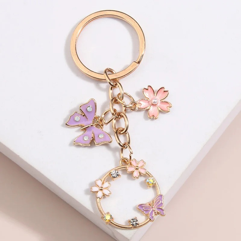 Porte-clés Fleur de Sakura et papillon - modèle 2
