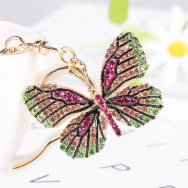 Porte-clés papillon en cristal multicolore - modèle 3
