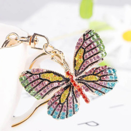 Porte-clés papillon en cristal multicolore - modèle 2