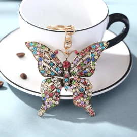 Porte-clés papillon en cristal - 4 couleurs au choix - modèle muticolore