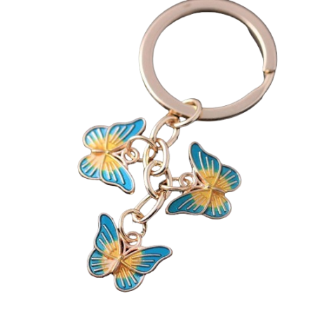 Porte-clés Papillons avec un grand et deux petits papillons - modèle 1