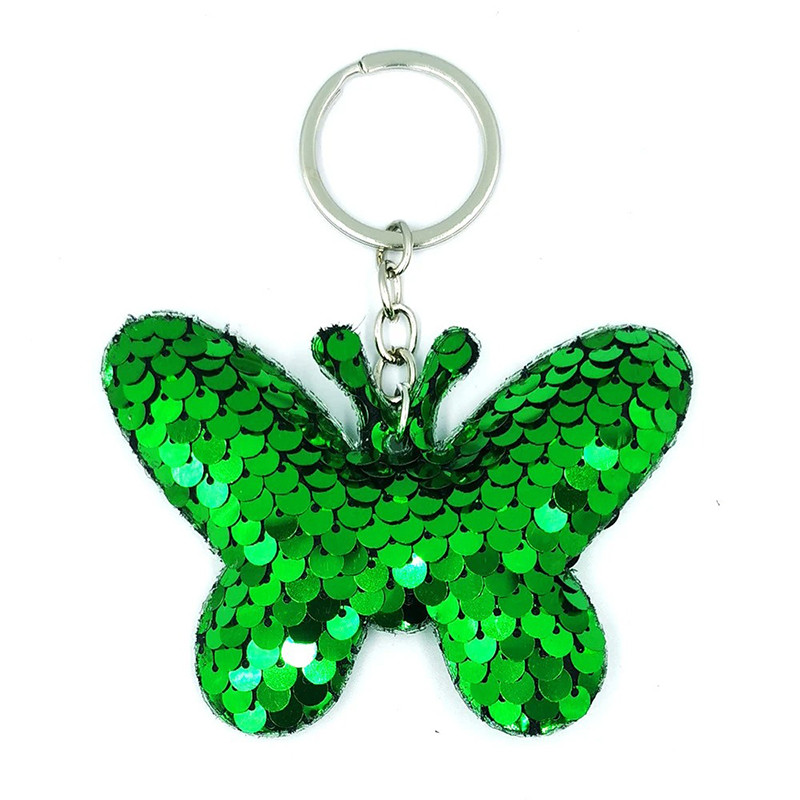 Porte-clés papillon à paillette colorées - couleur vert