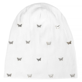 Bonnet Papillon pour femmes avec petits Papillons Metal - Couleur Gris Blanc