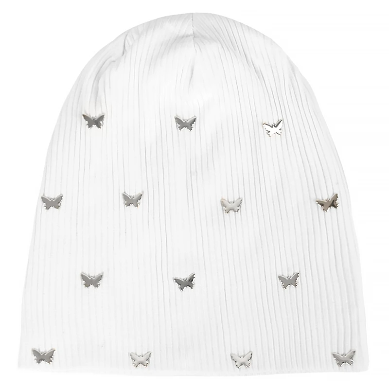 Bonnet Papillon pour femmes avec petits Papillons Metal - Couleur Gris Blanc