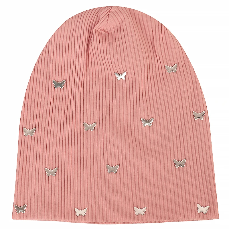 Bonnet Papillon pour femmes avec petits Papillons Metal - Couleur Gris Rose
