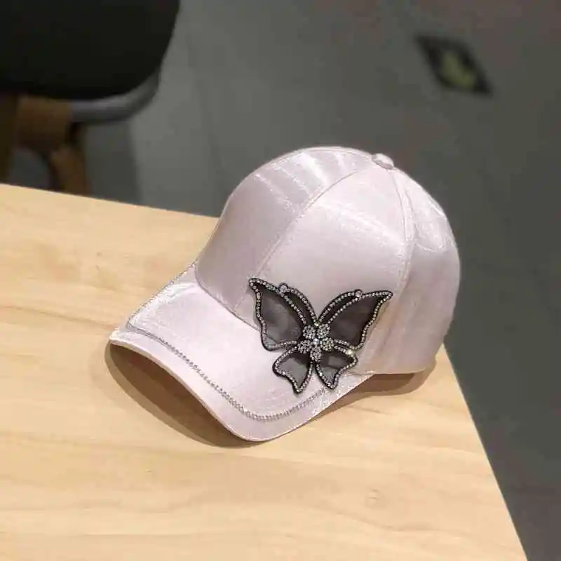Casquette de baseball avec Grand Papillon Strass - Couleur Rose
