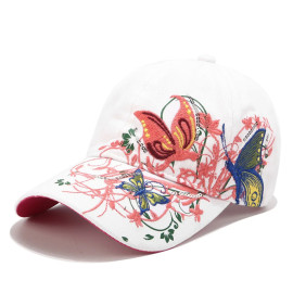 Casquette Papillon avec Broderies et Grand Papillon Brodé - Couleur Blanc