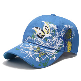 Casquette Papillon avec Broderies et Grand Papillon Brodé - Couleur Bleu