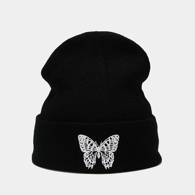 Bonnet Papillon avec Grande Broderie Papillon - Couleur Noir