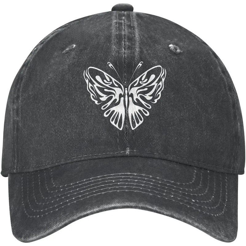 Casquette Papillon en Denim délavé pour hommes - Couleur Noir
