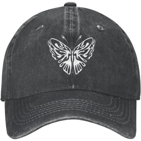 Casquette Papillon en Denim délavé pour hommes - Couleur Noir