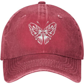 Casquette Papillon en Denim délavé pour hommes - Couleur Rouge