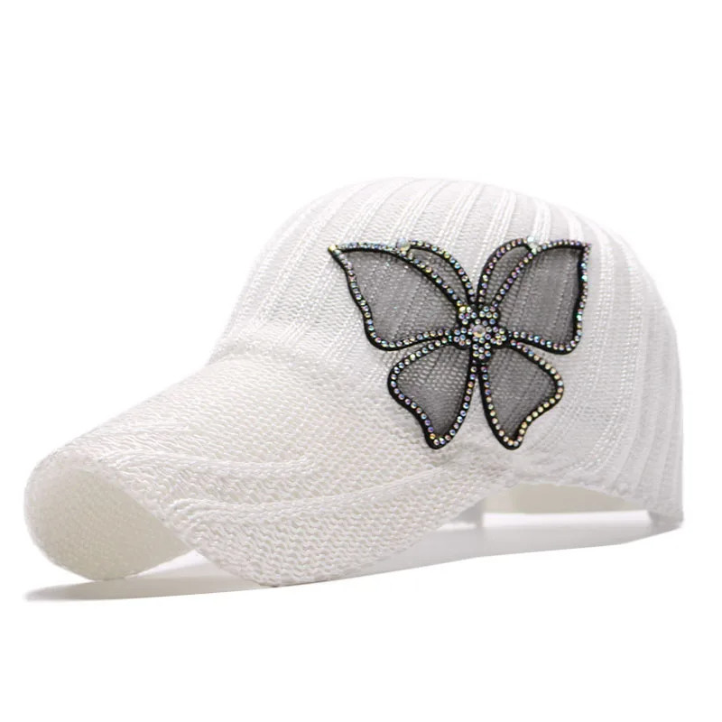 Casquette Papillon en laine avec Grand Papillon Strass - Couleur Blanc