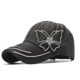 Casquette Papillon en laine avec Grand Papillon Strass - Couleur Noir