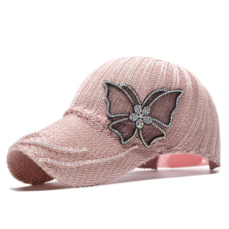 Casquette Papillon en laine avec Grand Papillon Strass - Couleur Rose