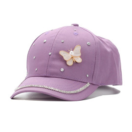 Casquette Papillon avec strass et Papillon Coquillage - Couleur Violet