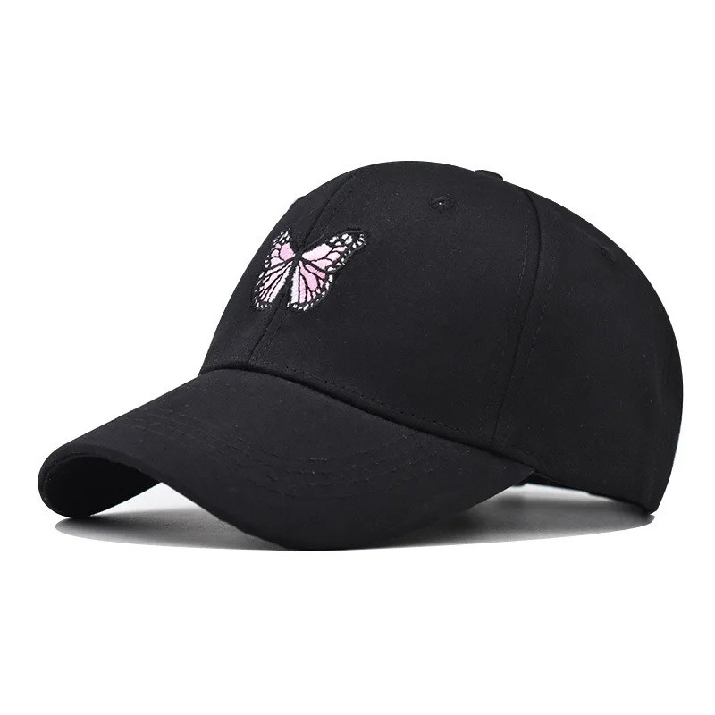 Casquette de baseball avec motif Papillon Brodé - Couleur Noir