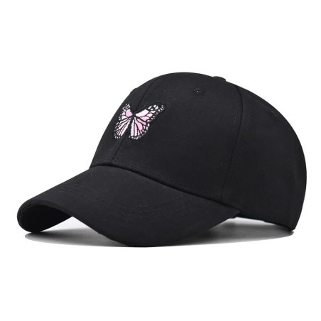 Casquette de baseball avec motif Papillon Brodé - Couleur Noir