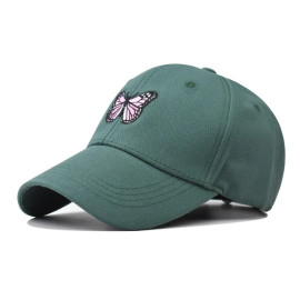 Casquette de baseball avec motif Papillon Brodé - Couleur Vert