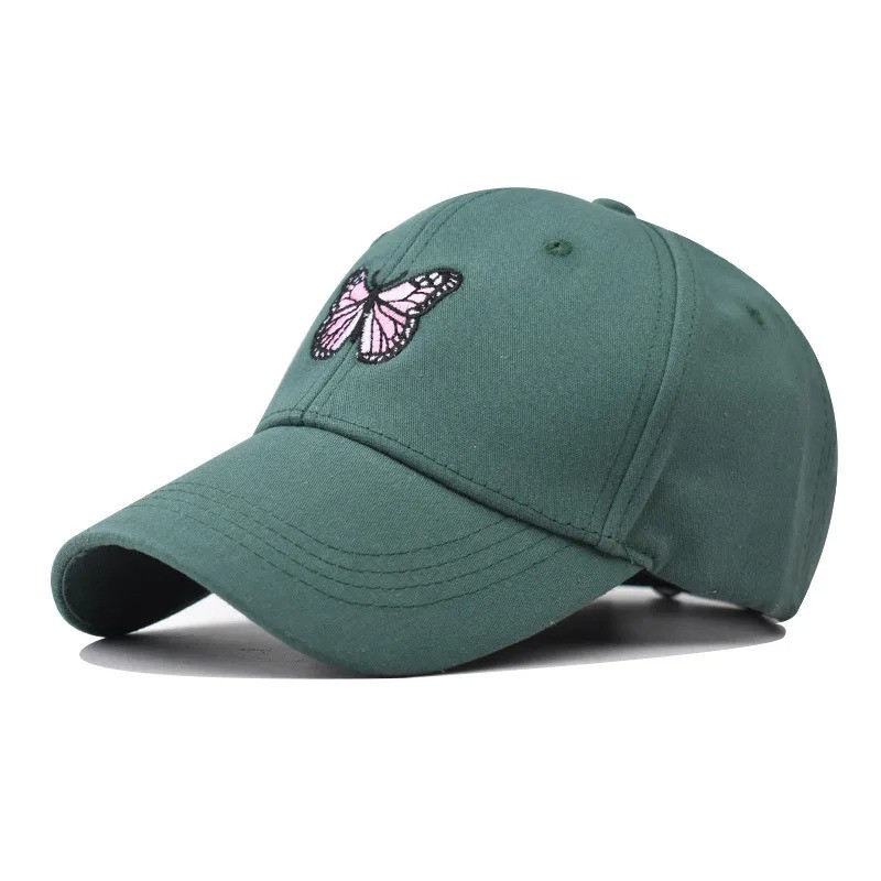 Casquette de baseball avec motif Papillon Brodé - Couleur Vert