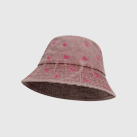 Bob Papillon en Denim avec Papillons Brodés - Couleur Rose