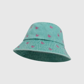 Bob Papillon en Denim avec Papillons Brodés - Couleur Vert