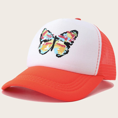 Casquette de baseball Grand Papillon Coloré en maille respirante - Couleur Orange
