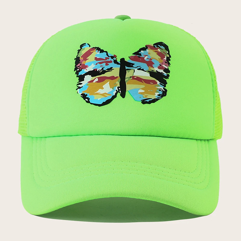 Casquette de baseball Grand Papillon Coloré en maille respirante - Couleur Vert