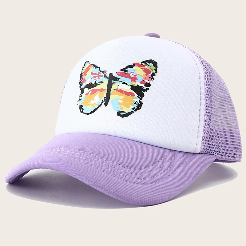 Casquette de baseball Grand Papillon Coloré en maille respirante - Couleur Violet