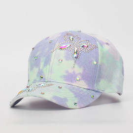 Casquette Papillon pour enfent avec Papillon Strass - Couleur Bleu Violet