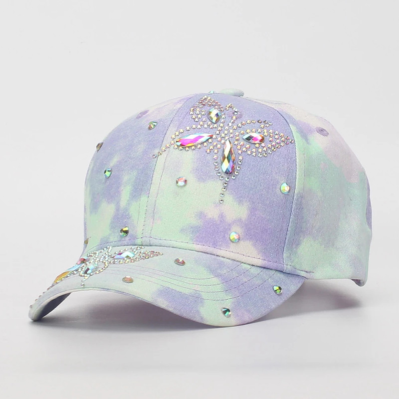 Casquette Papillon pour enfent avec Papillon Strass - Couleur Bleu Violet