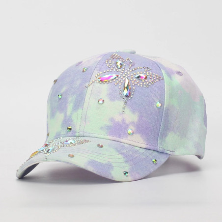 Casquette Papillon pour enfent avec Papillon Strass - Couleur Bleu Violet