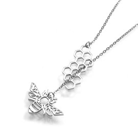 Pendentif abeille géométrique - couleur argent