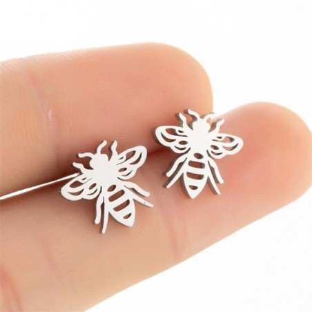Boucles d'oreilles abeille en acier inoxydable modele 2