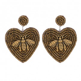 boucles d'oreilles longues abeille vintage couleur or