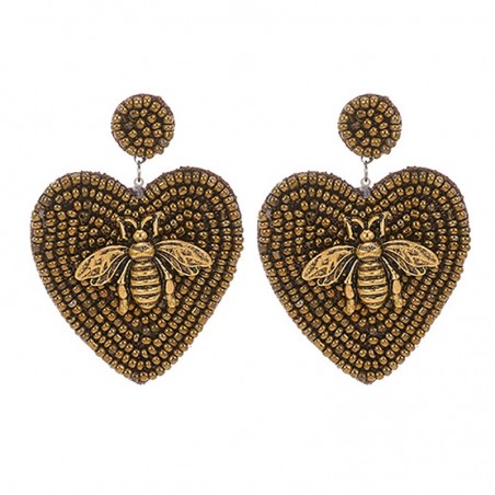 boucles d'oreilles longues abeille vintage couleur or
