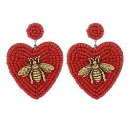 boucles d'oreilles longues abeille vintage couleur rouge