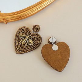 magnifiques boucles d'oreilles longues abeille vintage couleur or