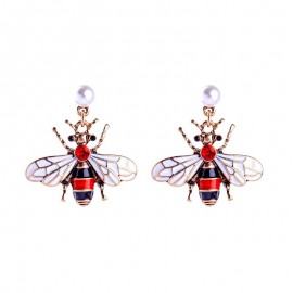 boucles d'oreilles pendantes en cristal rouge