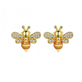 magnifiques Boucles d'oreilles abeille en or