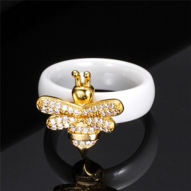 Bague en cristal abeille en céramique blanche