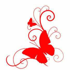 sticker papillon en vinyle 15.2cm x 16.6cm - couleurs Rouge