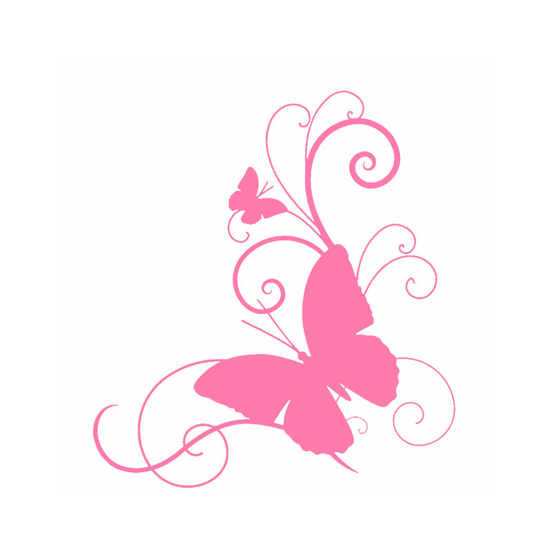 sticker papillon en vinyle 15.2cm x 16.6cm - couleurs rose