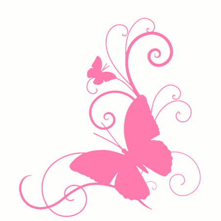 sticker papillon en vinyle 15.2cm x 16.6cm - couleurs rose