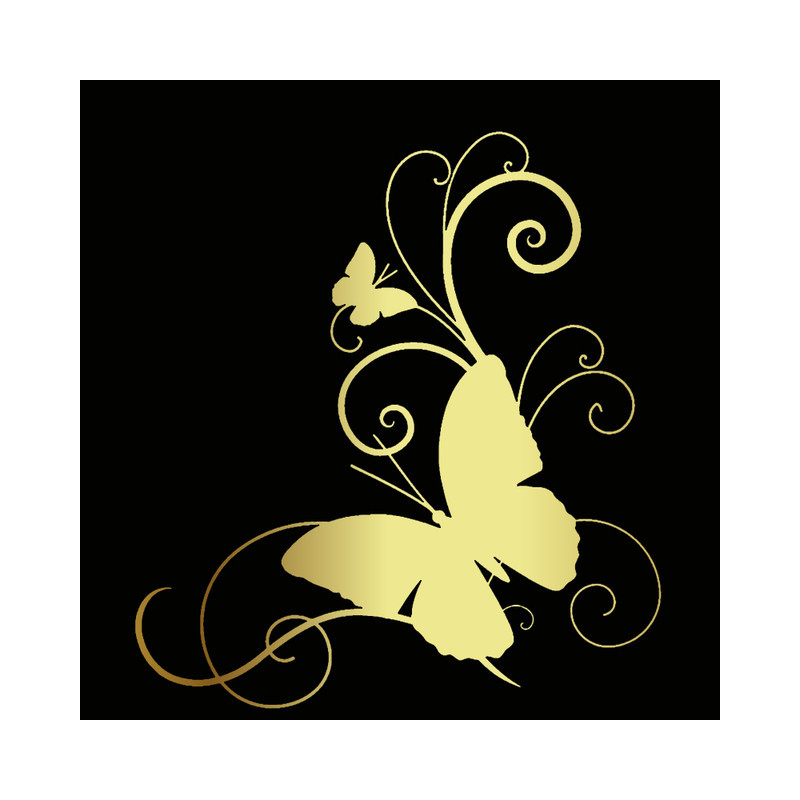 sticker papillon en vinyle 15.2cm x 16.6cm - couleurs or