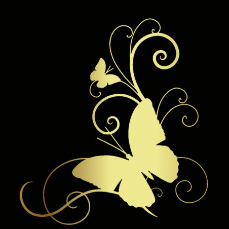 sticker papillon en vinyle 15.2cm x 16.6cm - couleurs or
