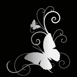 sticker papillon en vinyle 15.2cm x 16.6cm - couleurs Argent