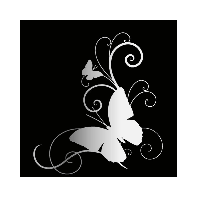 sticker papillon en vinyle 15.2cm x 16.6cm - couleurs Argent