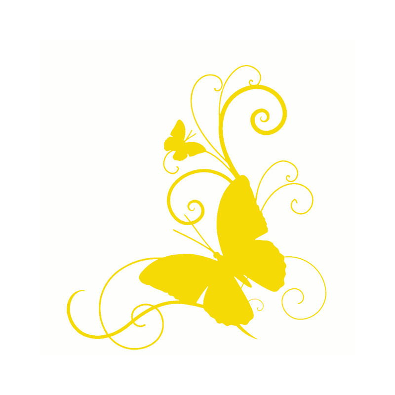 sticker papillon en vinyle 15.2cm x 16.6cm - couleurs jaune